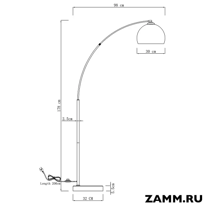 Торшер Moderli Arco black